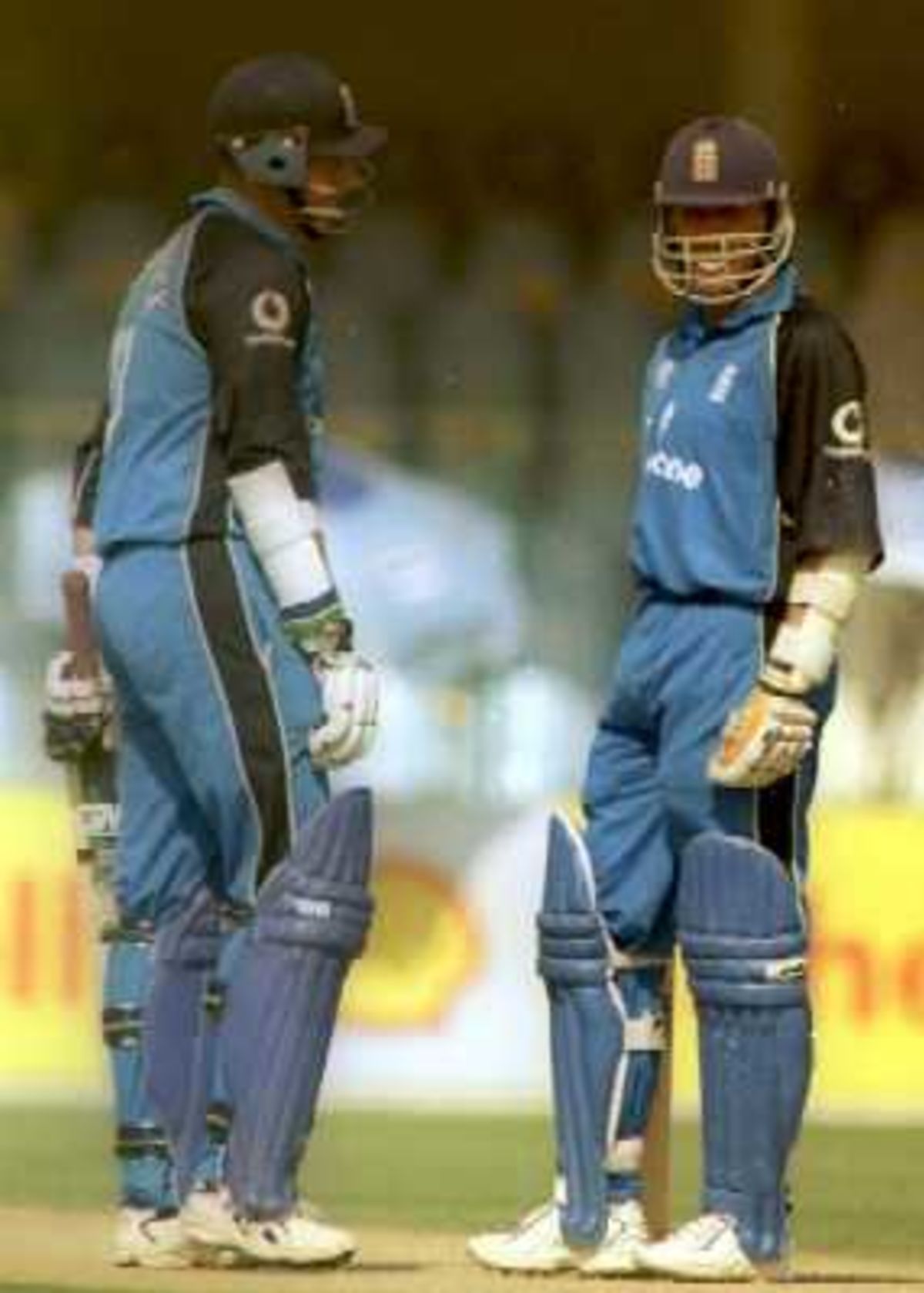 The England openers conversing between overs