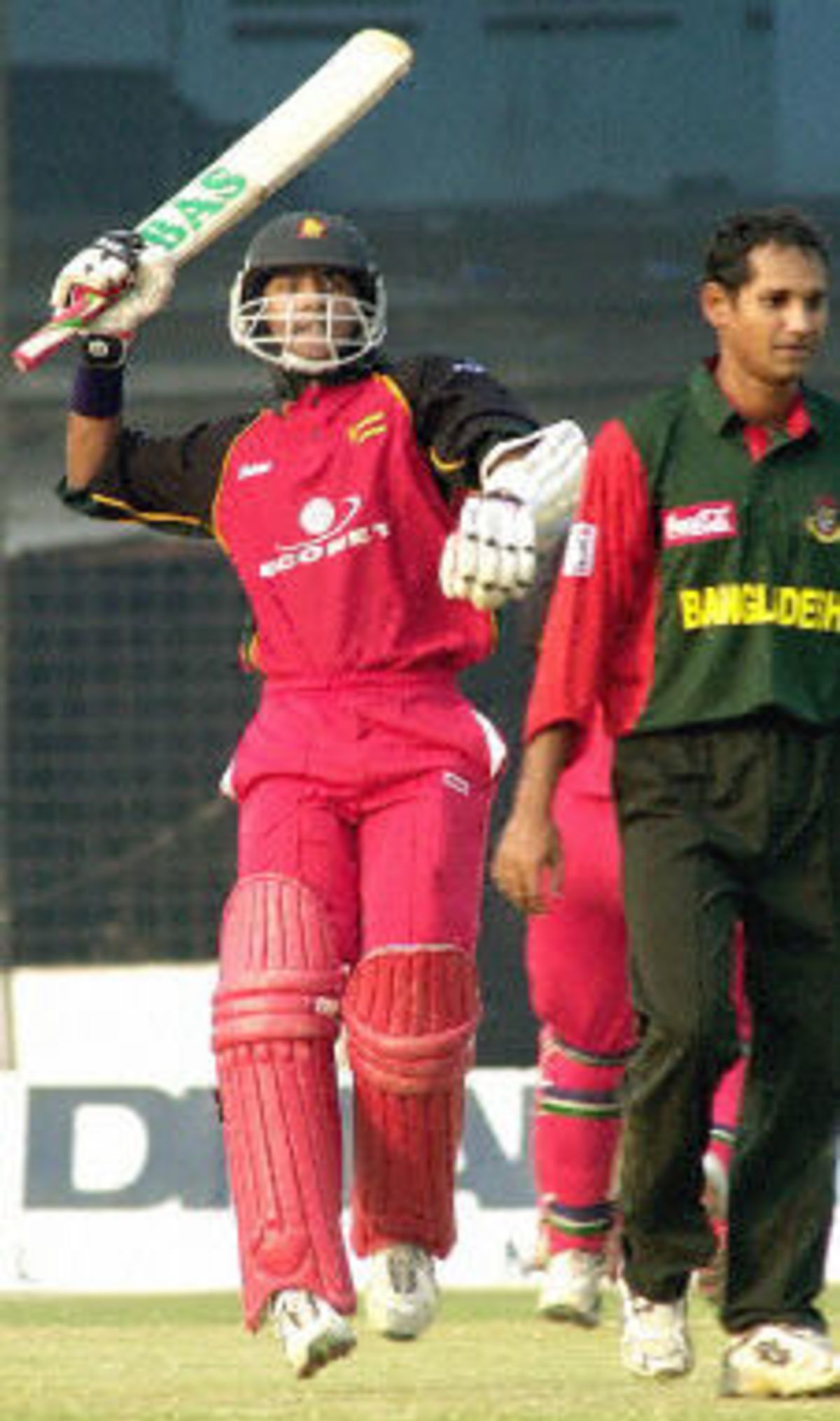 Dion Ebrahim with a leg side tickle for four