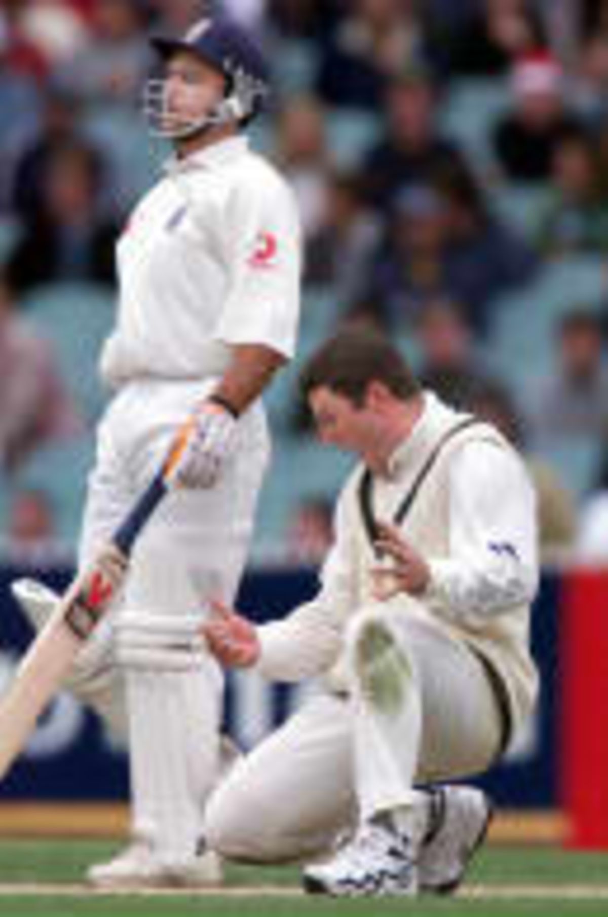 Stuart McGill celebrates after dismissing Stewart as Ramprakash looks ...