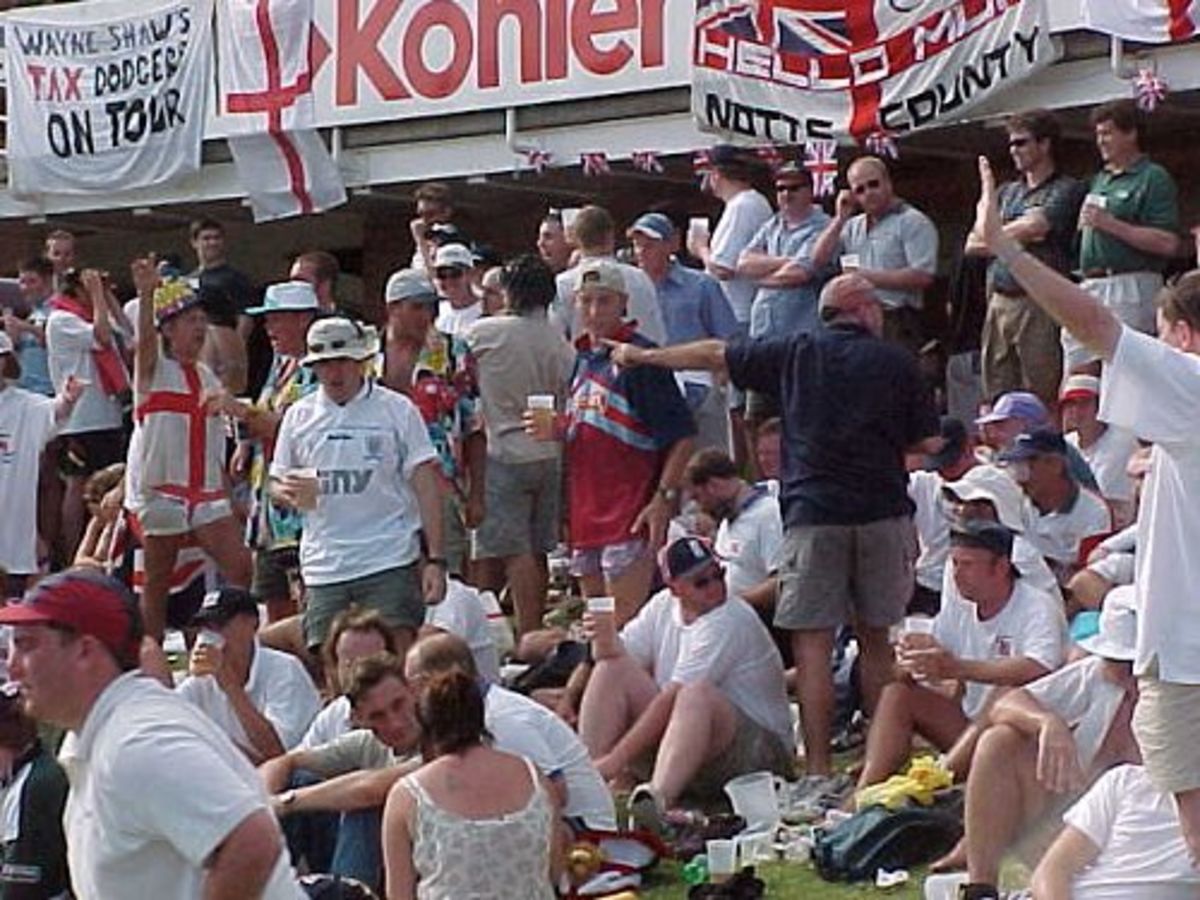 England supporters group the Barmy Army cheer their heroes on in Port Elizabeth on day 2 of the Second Test against South Africa.