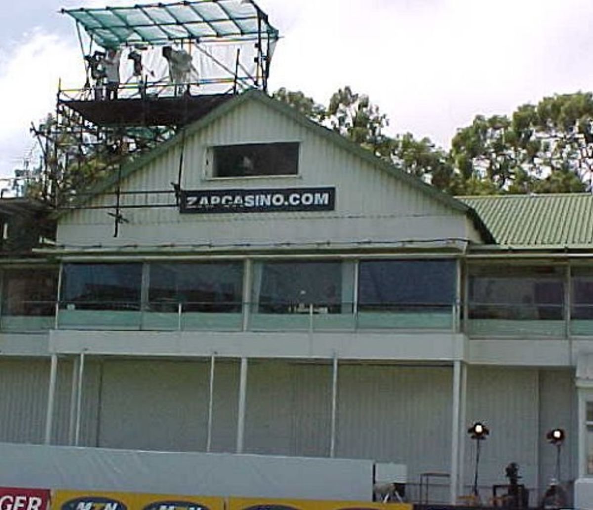 The commentary boxes and tv-gantry at Port Elizabeth. Taken during the Second Test between South Africa and England. (11 December 1999)