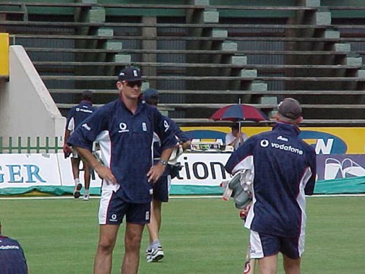 England's Andrew Caddick warms up before play starts on day 3 of the Second Test against South Africa at Port Elizabeth. (11 December 1999)