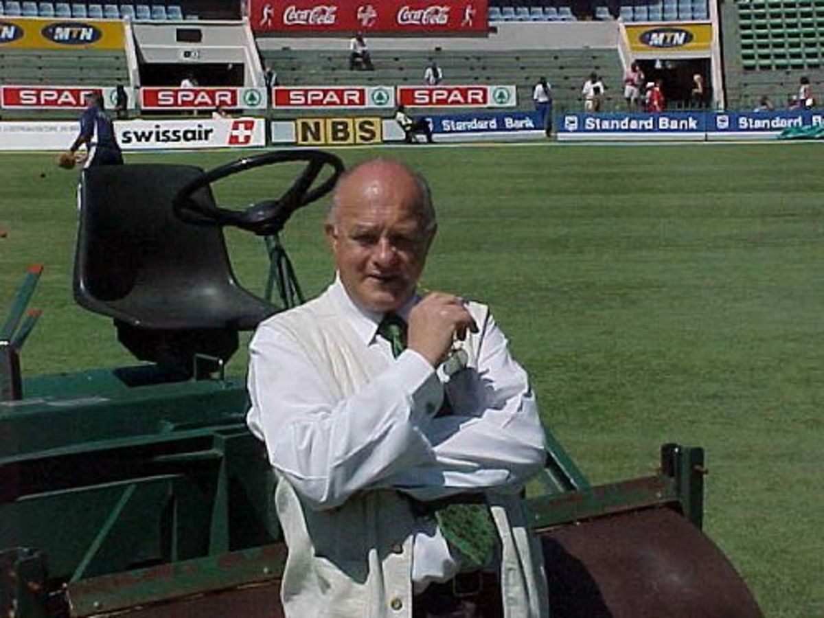 Cricket writer Trevor Chesterfield pictured during the Second Test between England and South Africa in Port Elizabeth (12 December 1999)
