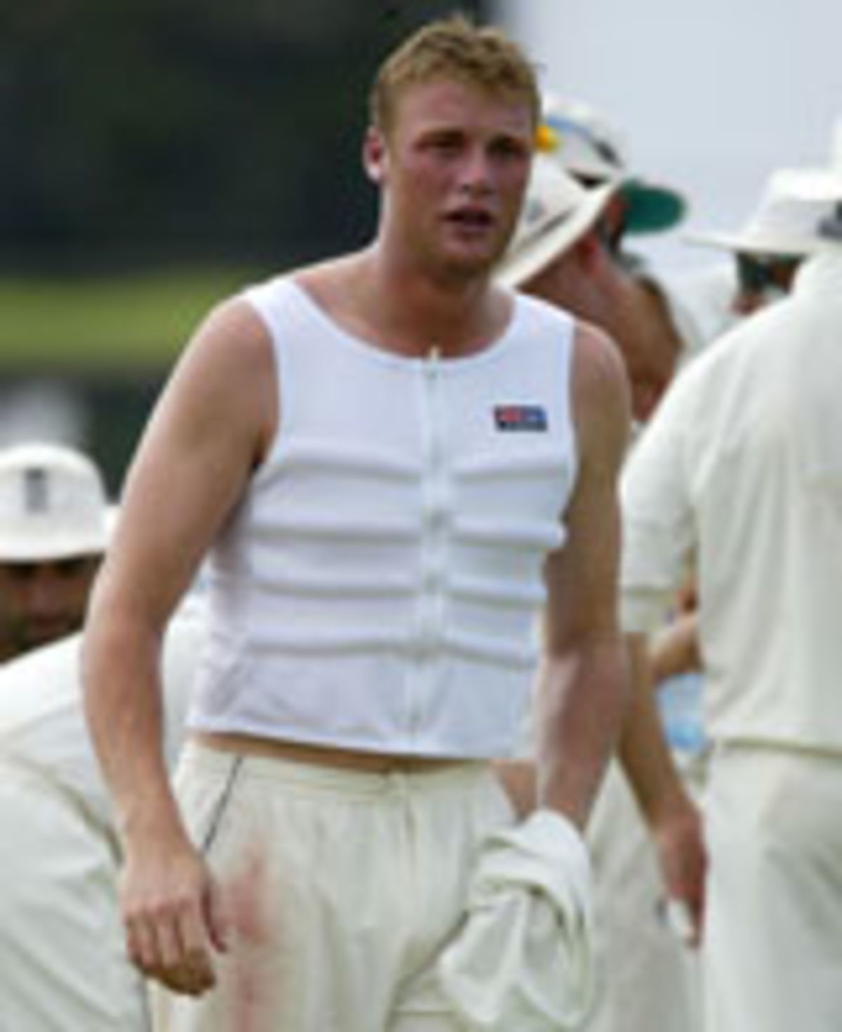 Andrew Flintoff wearing ice pack