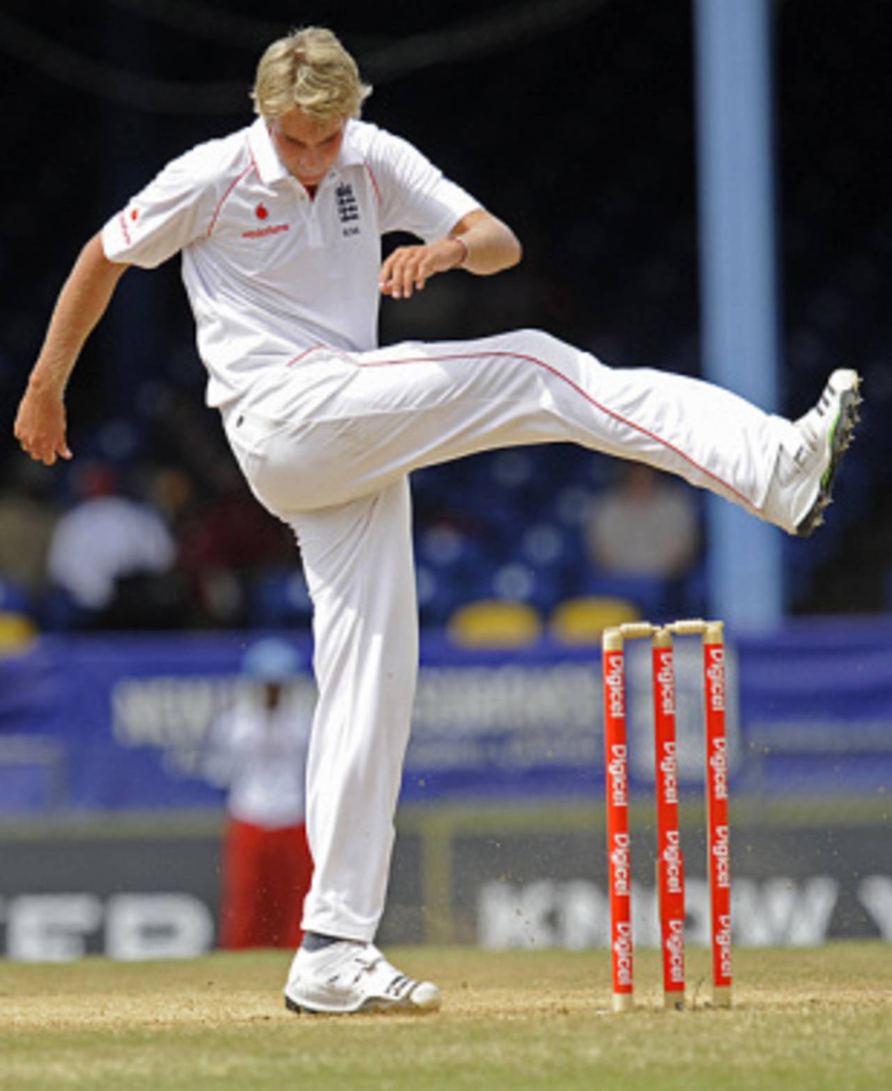 Stuart Broad kicks the turf in frustration, West Indies v England, 5th Test, Trinidad, March 9, 2009