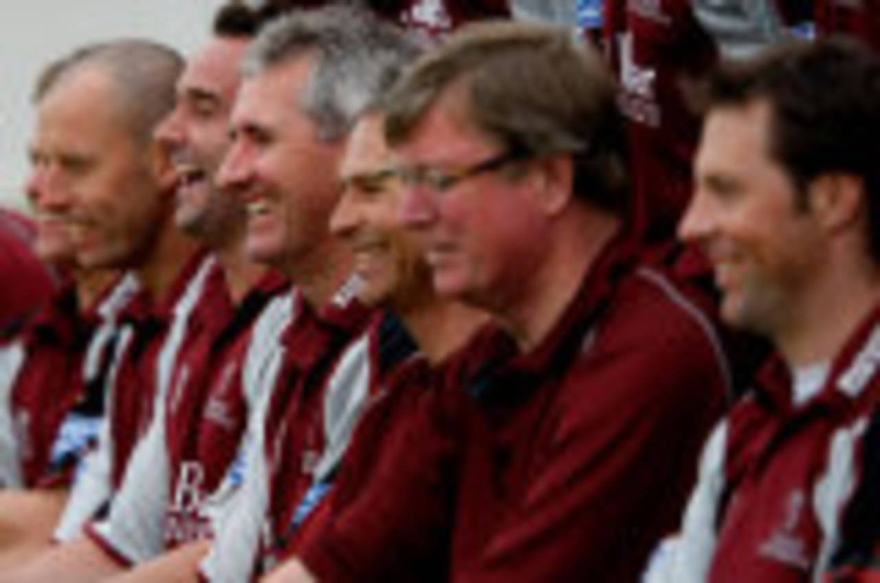 Andy Caddick enjoys a joke during Somerset's pre-season photocall, Taunton, March 30, 2009