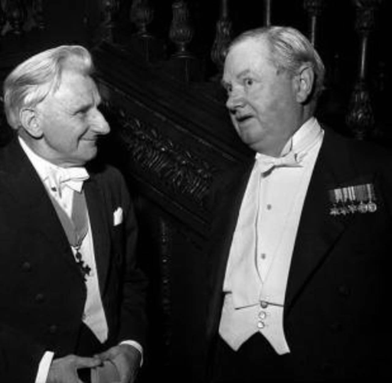 The poet Edmund Blunden (left) and novelist Evelyn Waugh, 25 June 1963