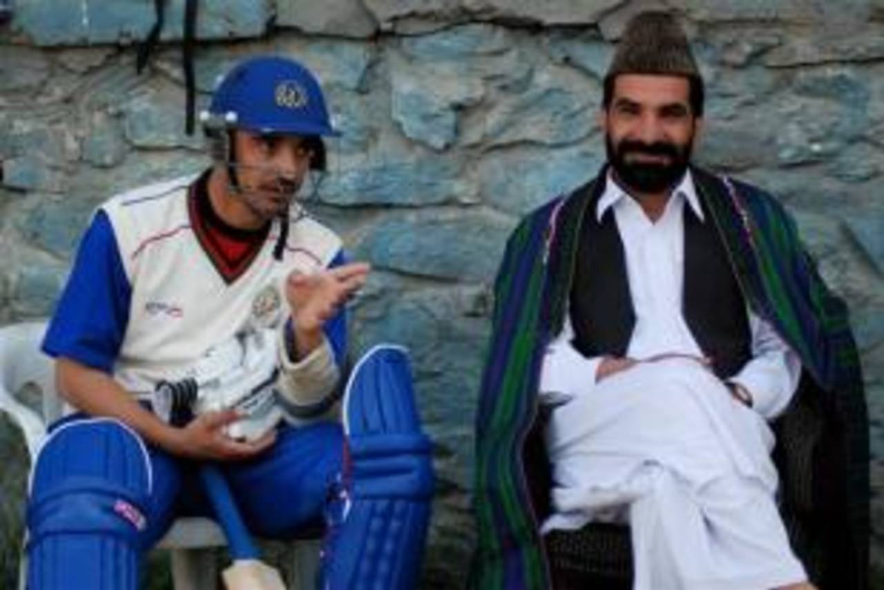 Raees Ahmadzai of Afghanistan awaits his turn to bat, April 2009