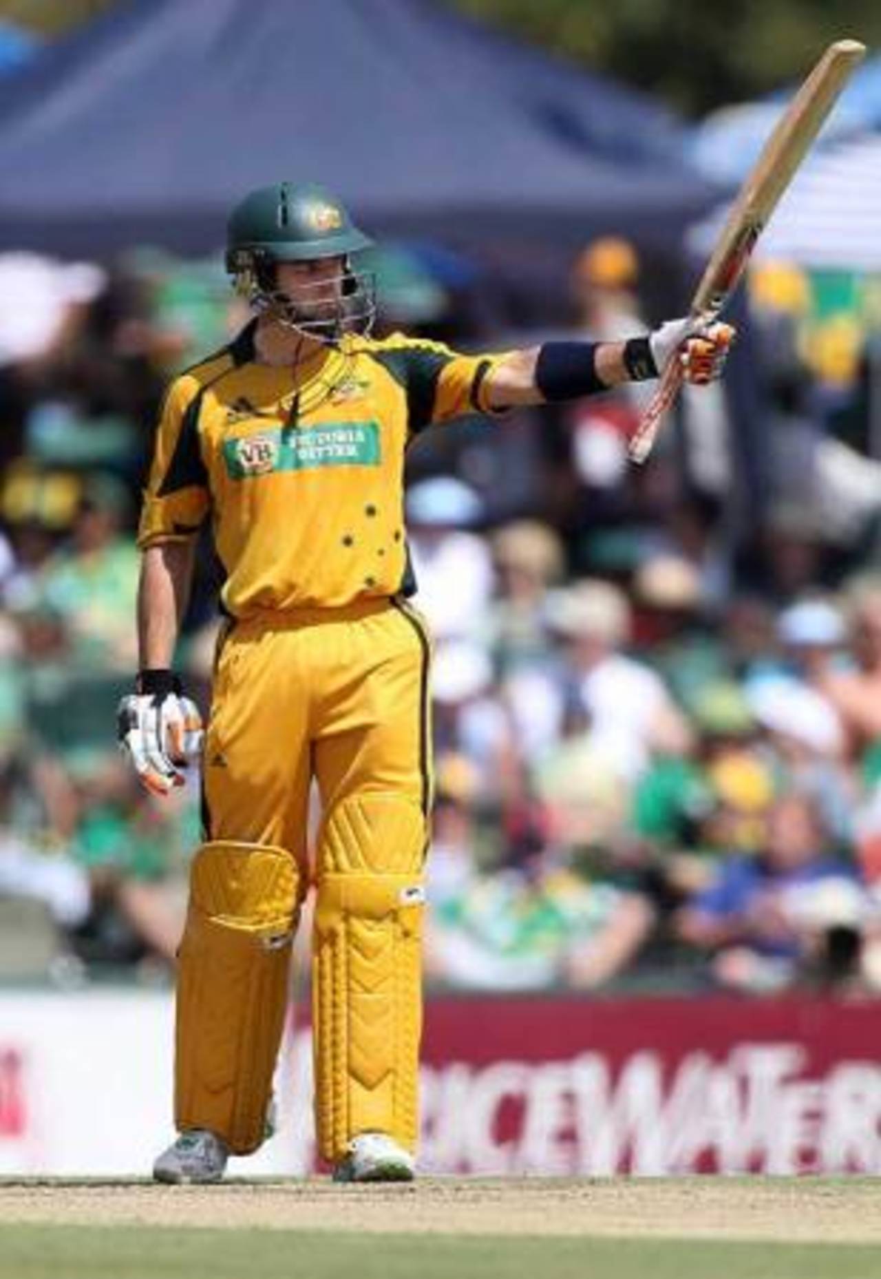 Callum Ferguson raises his bat, South Africa v Australia, 2nd ODI, Centurion, April 5, 2009 