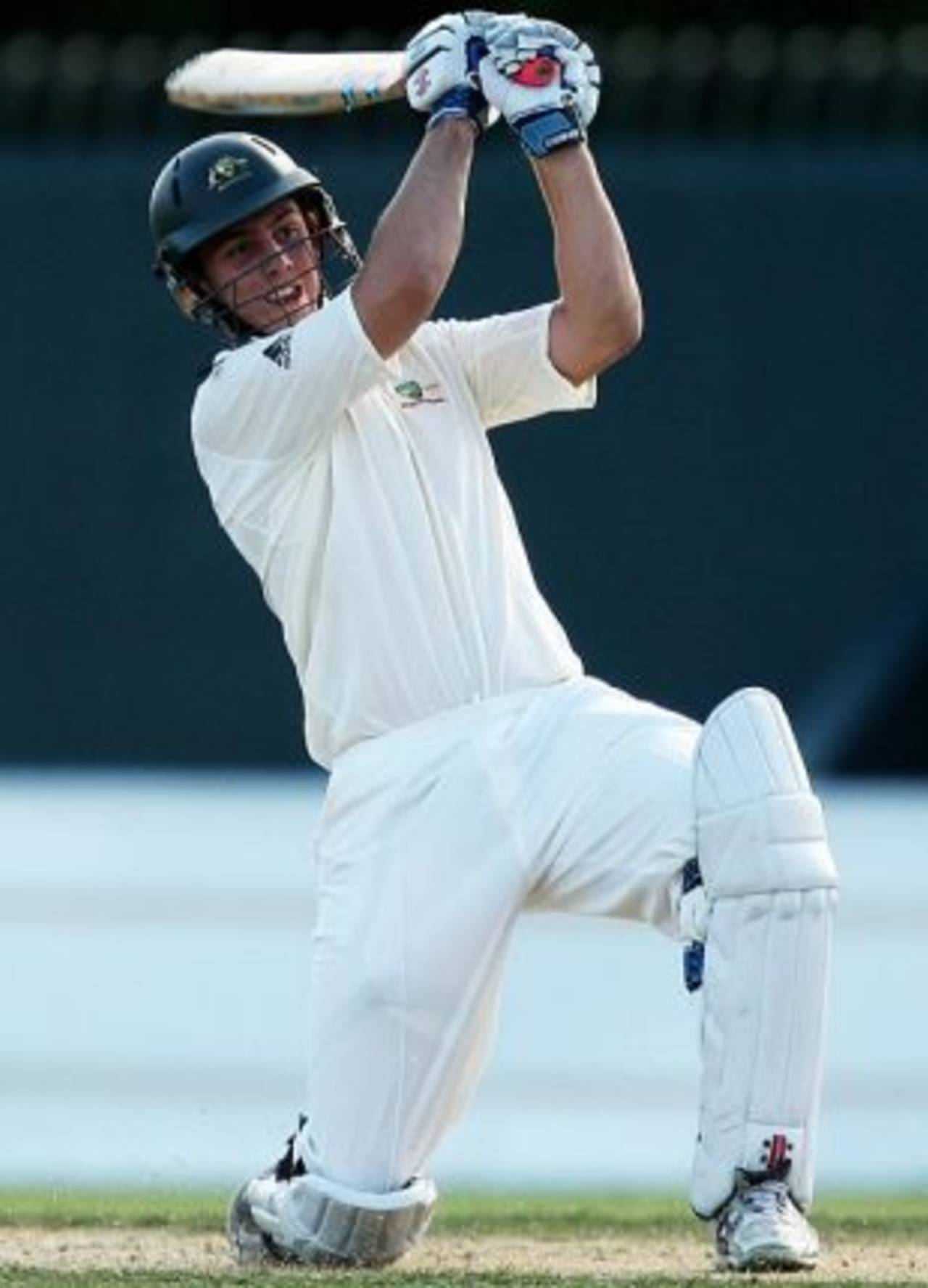 Mitchell Marsh hits straight, Australia Under-19 v India Under-19, 1st Test, Hobart, 3rd day, April 13, 2009
