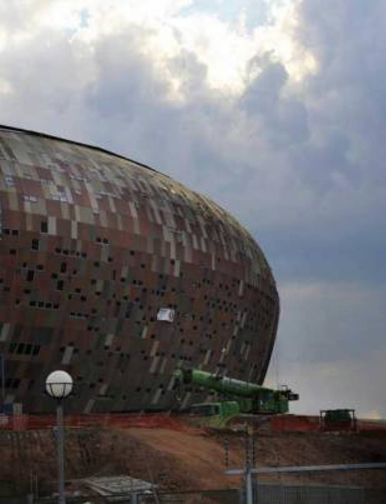Part of the newly built FNB stadium, as seen from the  South African Football Association house in Johannesburg, South Africa, March 3, 2009