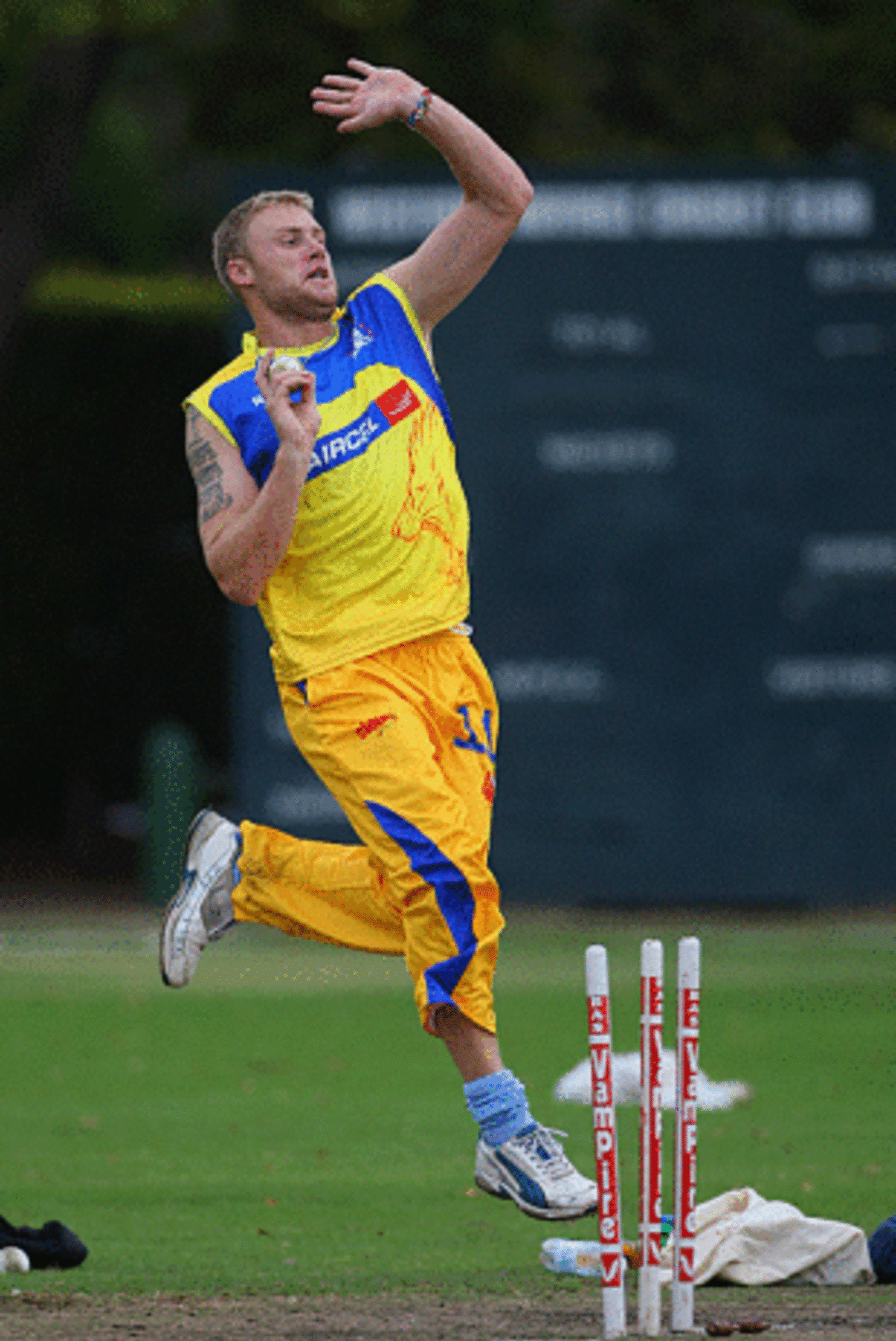 Andrew Flintoff prepares to send one down, Cape Town, April 16, 2009