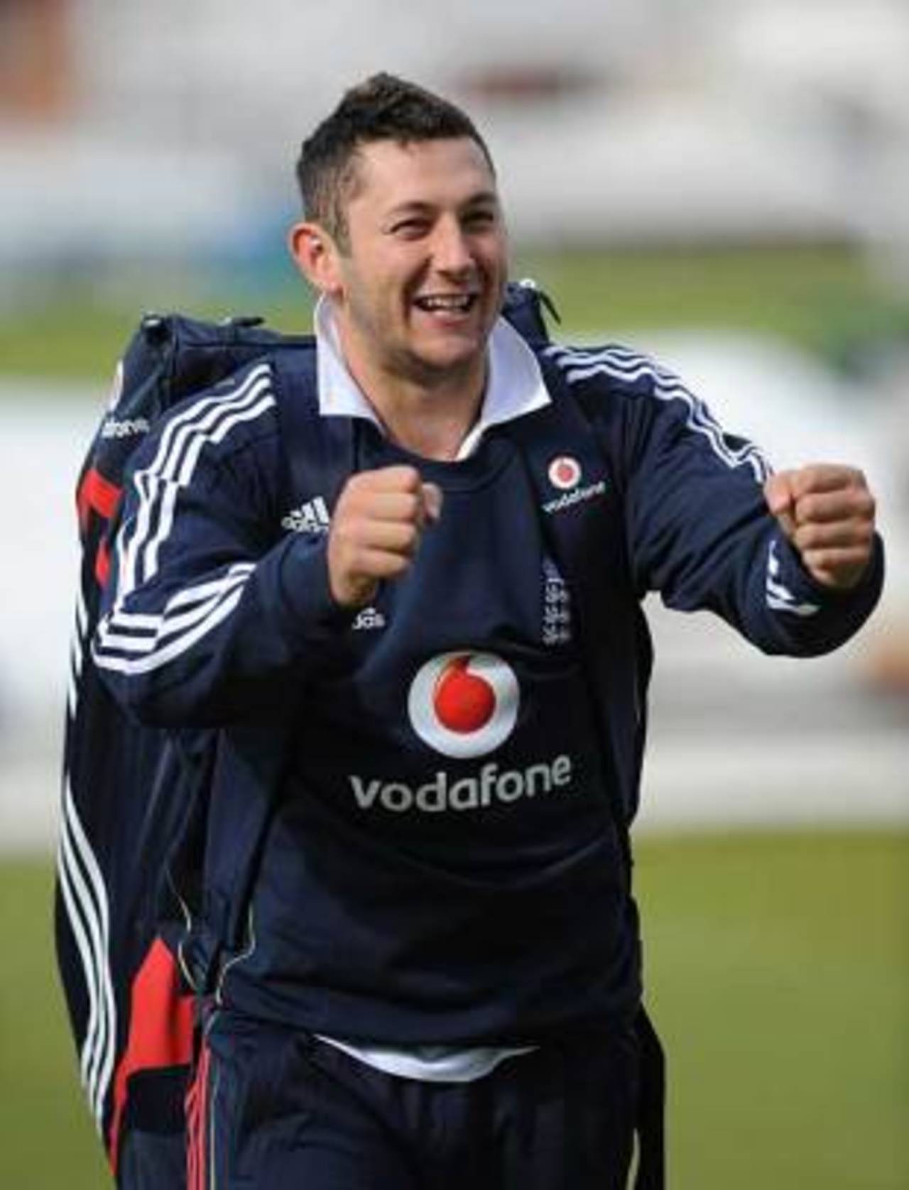 Tim Bresnan is clearly excited on his first day with the England squad, West Indies v England, 1st Test, Lord's, May 5, 2009