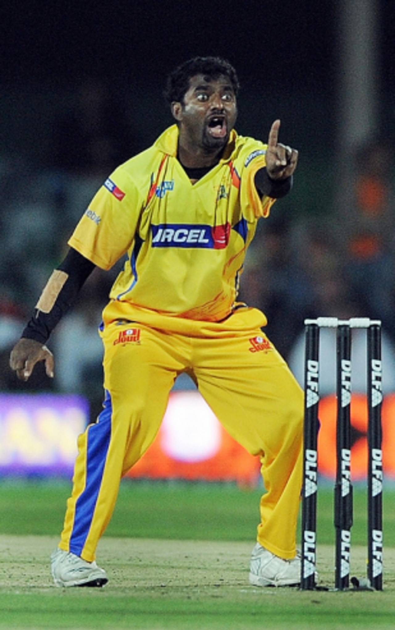 Muttiah Muralitharan appeals successfully for a caught behind off T Suman, Chennai Super Kings v Deccan Chargers, IPL, 29th match, East London, May 4, 2009