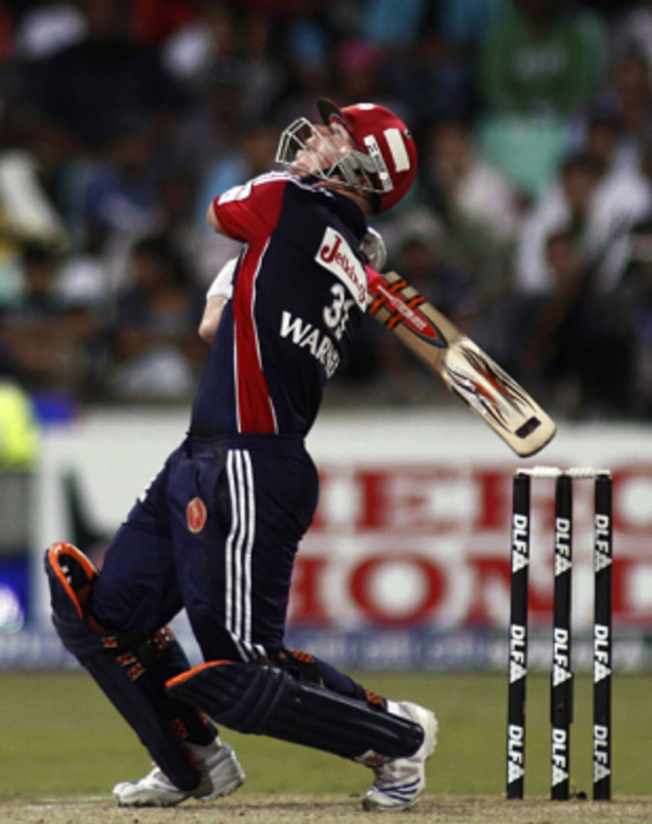 David Warner top-edges one, Delhi Daredevils v Kolkata Knight Riders, 31st match, IPL, Durban, May 5, 2009