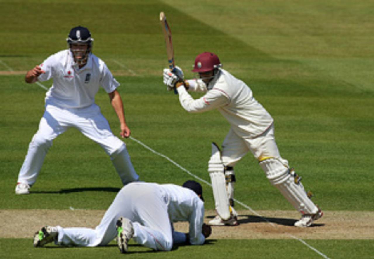 Shivnarine Chanderpaul is smartly caught by Ravi Bopara at silly point, England v West Indies, 1st Test, Lord's, May 8, 2009