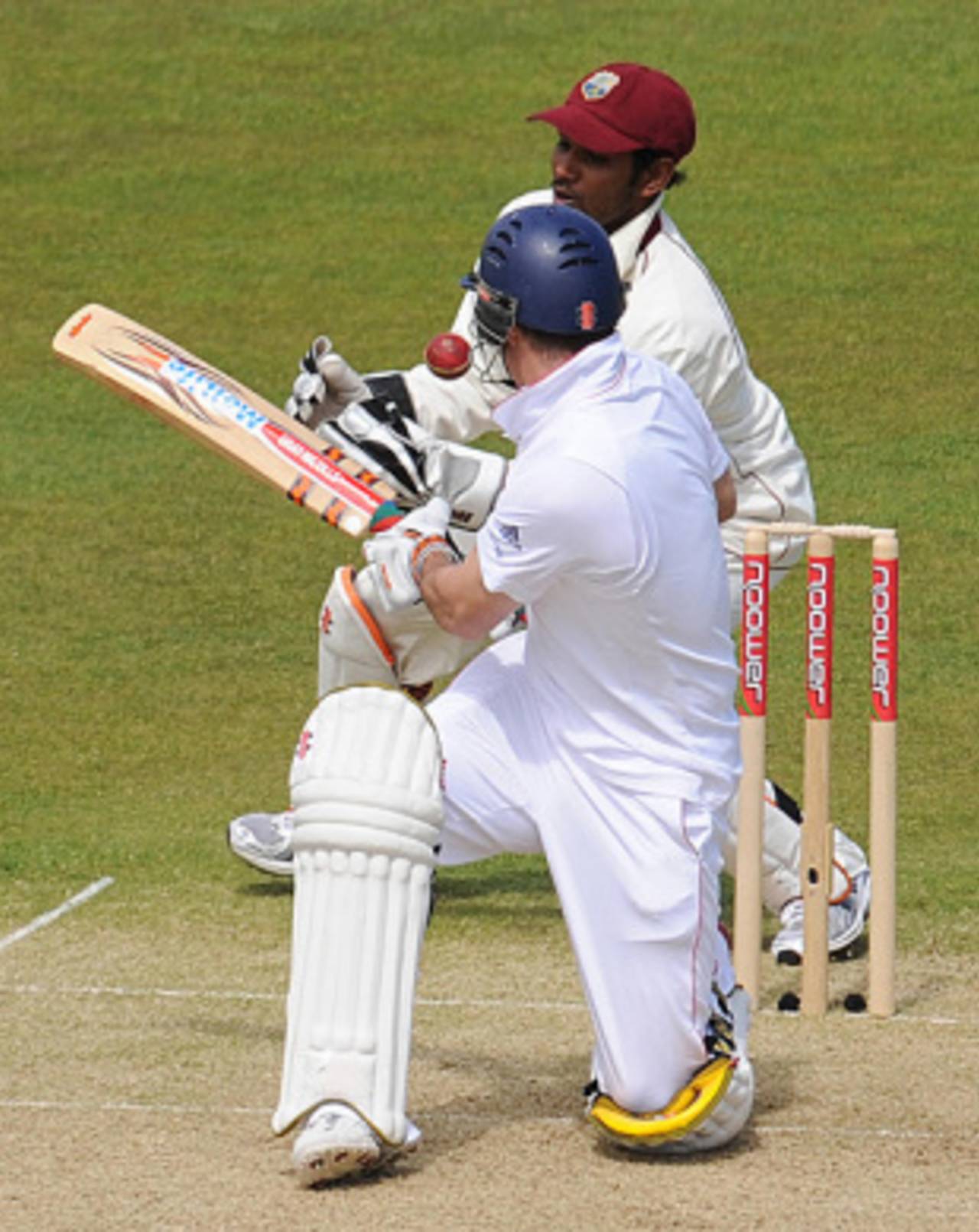 Andrew Strauss goes for a sweep but gloves it behind to Denesh Ramdin, England v West Indies, 2nd Test, Chester-le-Street, May 14, 2009