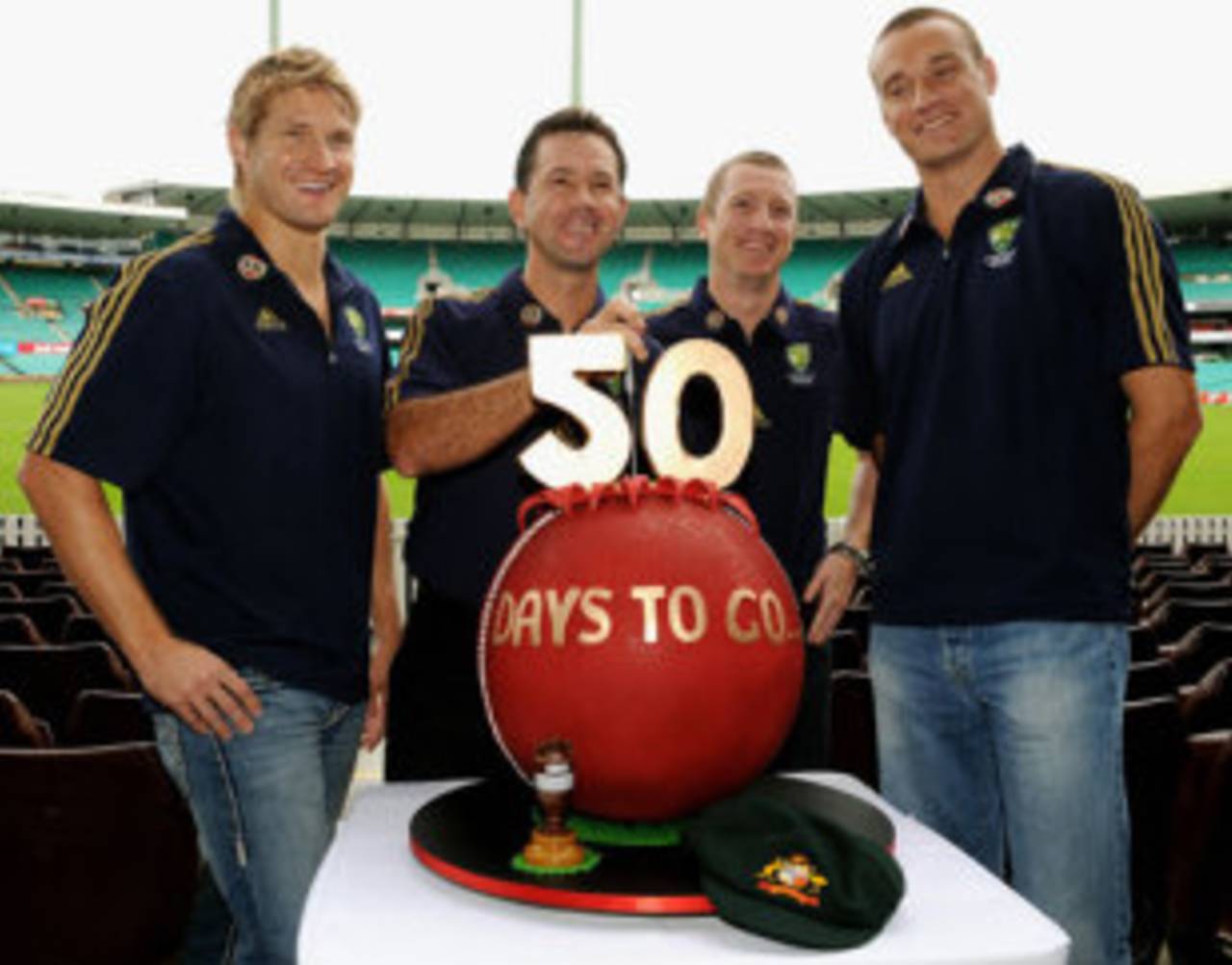Shane Watson, Ricky Ponting, Brad Haddin and Stuart Clark after the squad announcement, Sydney, May 20, 2009