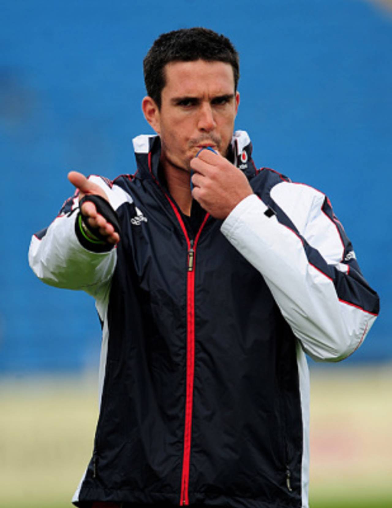 England's premier batsman, Kevin Pietersen, turns football referee ahead of the first ODI against West Indies, Headingley, April 20, 2009