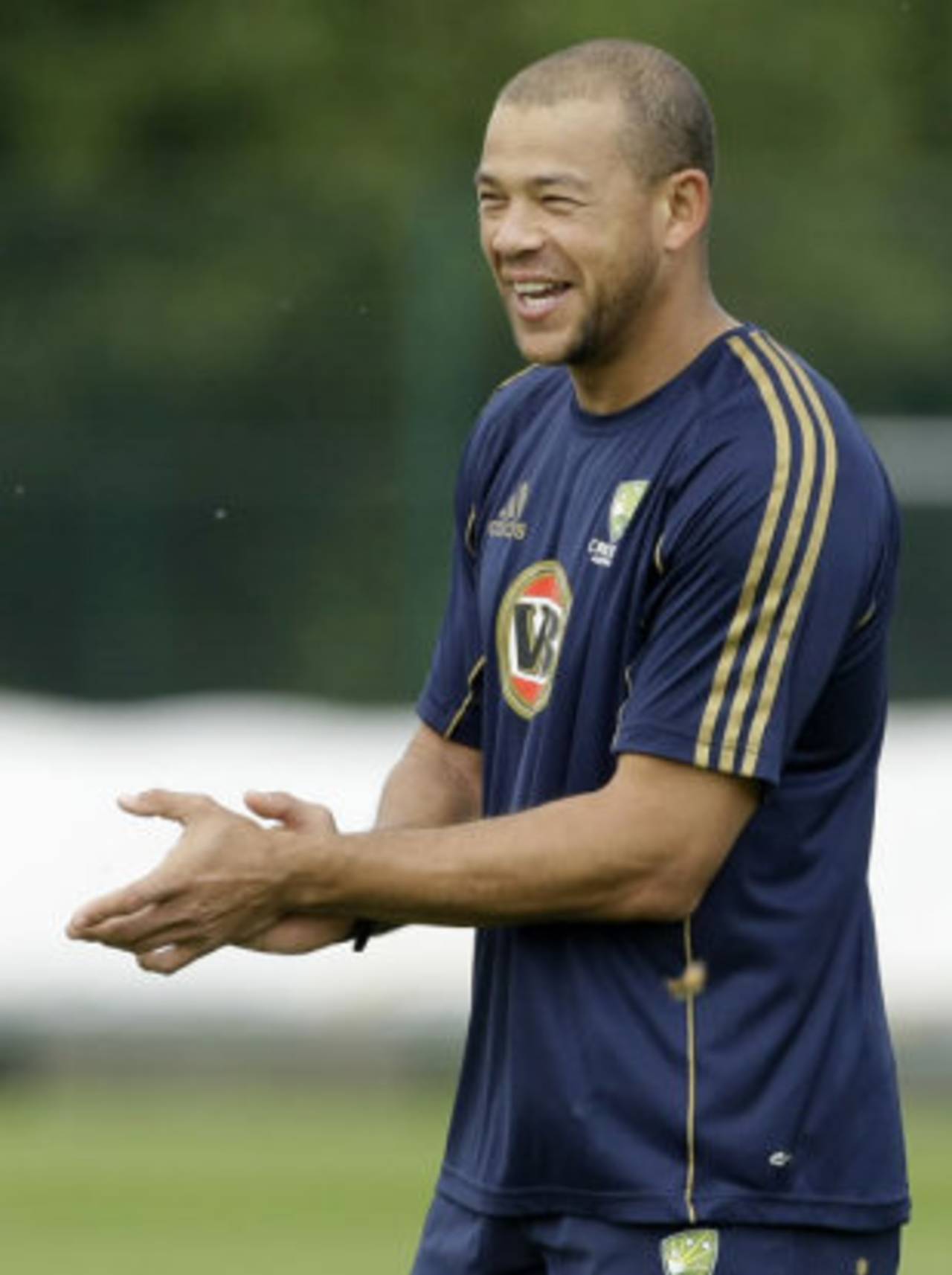 A happy Andrew Symonds at a training session in Nottingham, May 29, 2009