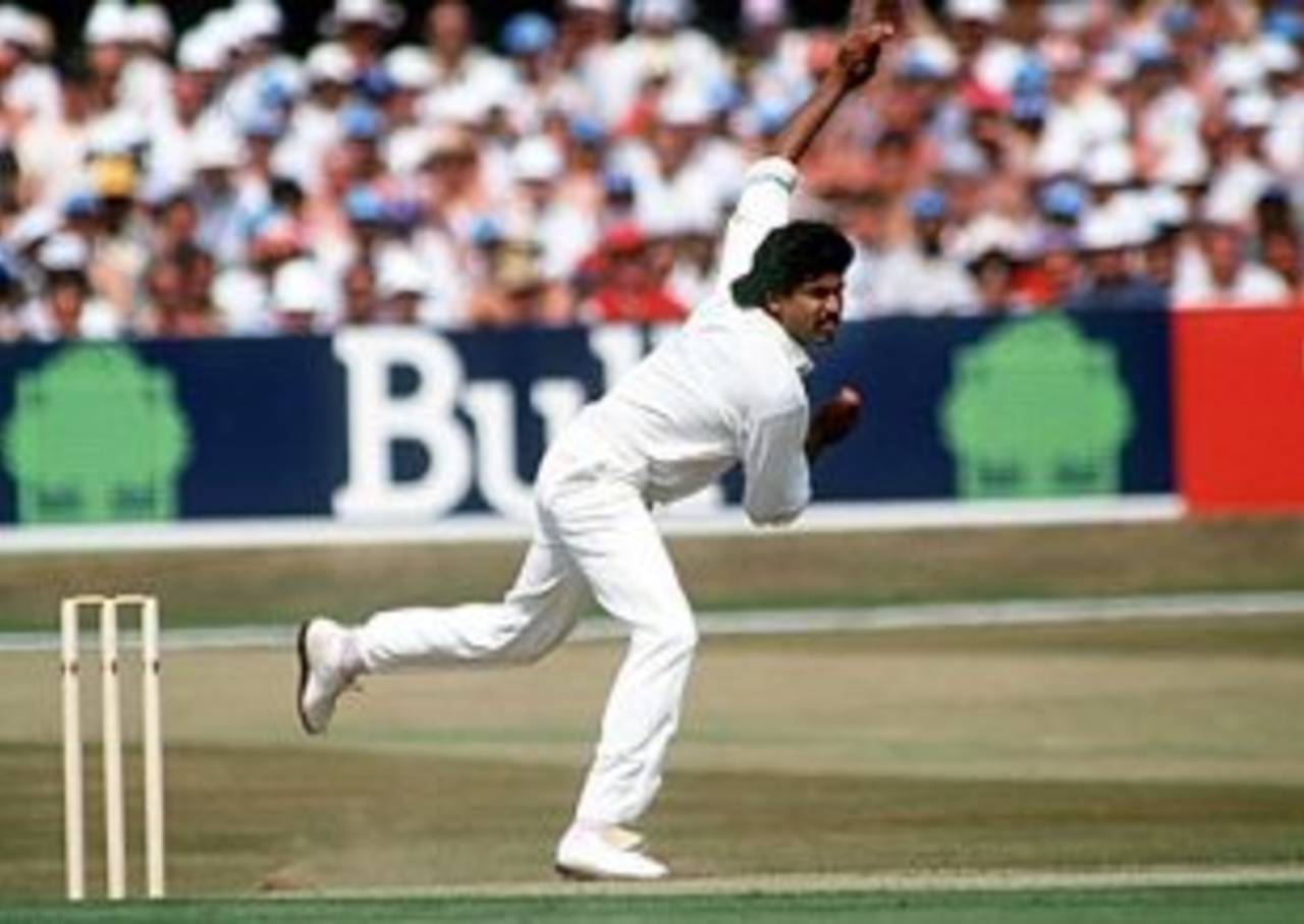 Kapil Dev in action, England v India, 1st ODI, Leeds, July 18, 1990