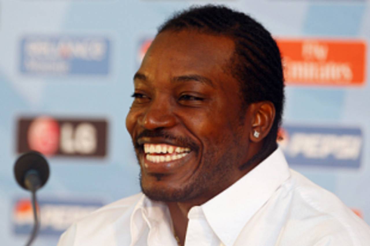 Chris Gayle is all smiles during a press conference, Lord's, May 31, 2009