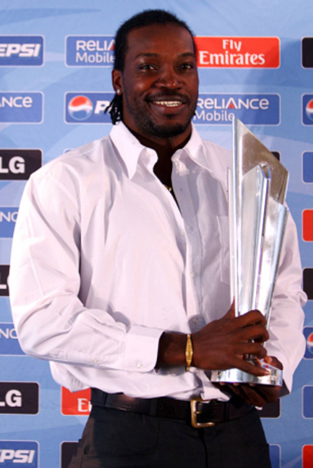Chris Gayle with the World Twenty20 trophy, Lord's, May 31, 2009