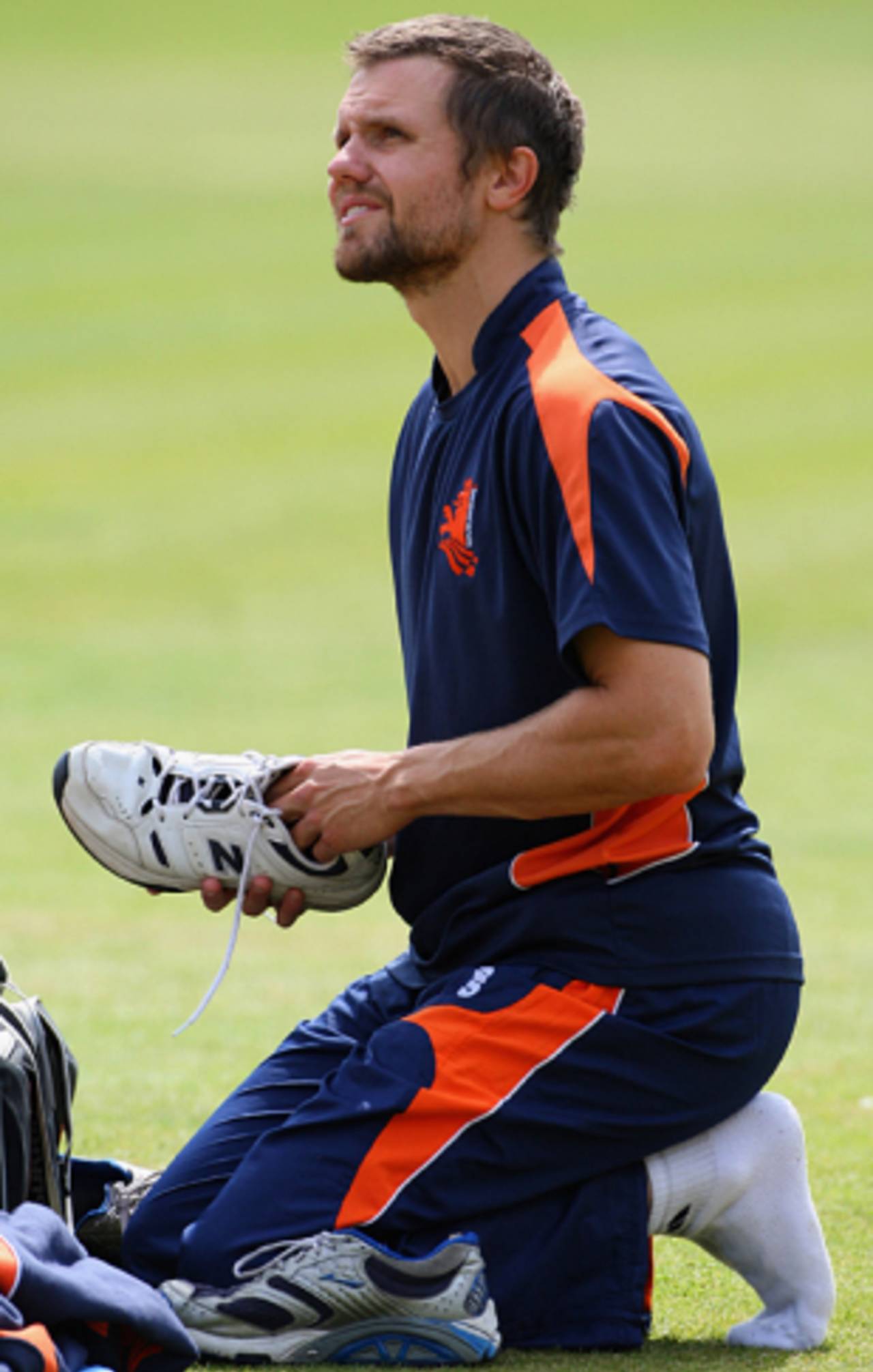 Dirk Nannes gears up to have a bowl at the nets, Lord's, June 4, 2009