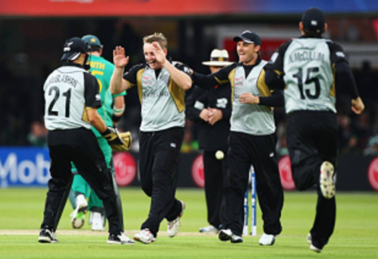 Scott Styris celebrates after accounting for Herschelle Gibbs, New Zealand v South Africa, ICC World Twenty20, Lord's, June 9, 2009