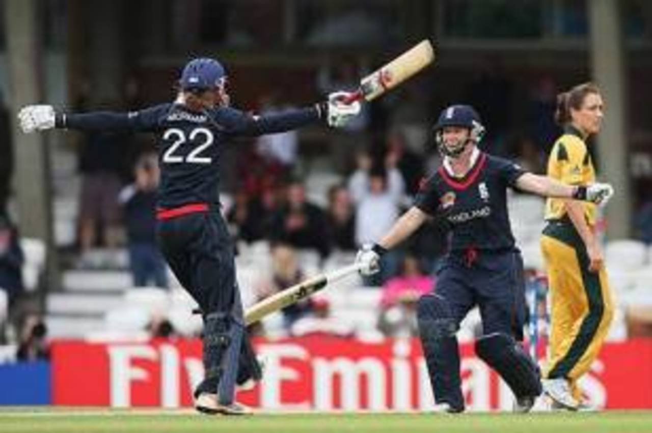 Beth Morgan and Claire Taylor's match-winning stand against Australia took England to the final at Lord's&nbsp;&nbsp;&bull;&nbsp;&nbsp;Getty Images