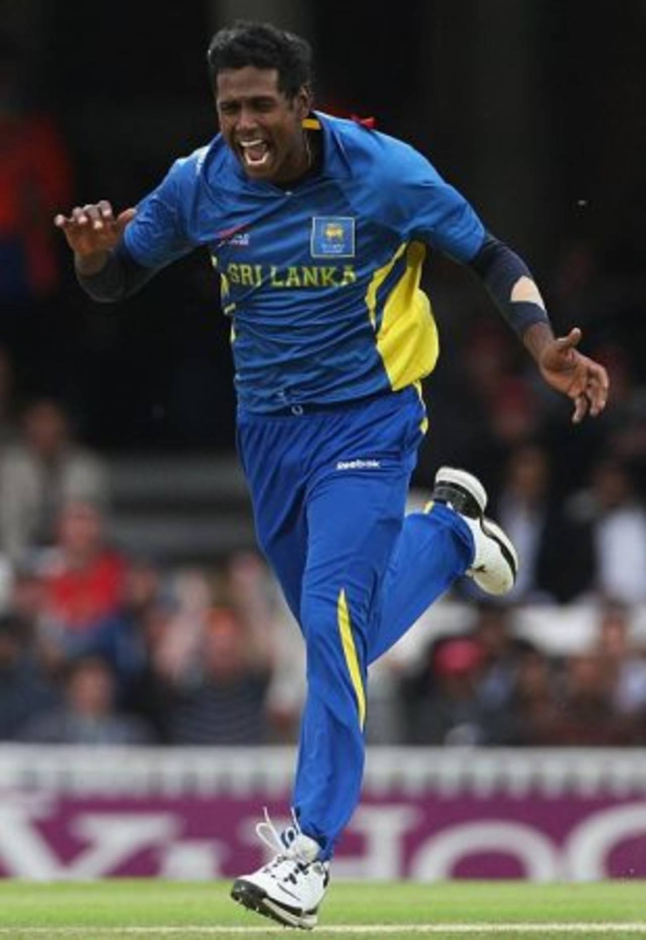 Angelo Mathews struck thrice in his first over, Sri Lanka v West Indies, ICC World Twenty20, 2nd semi-final, The Oval, June 19, 2009 