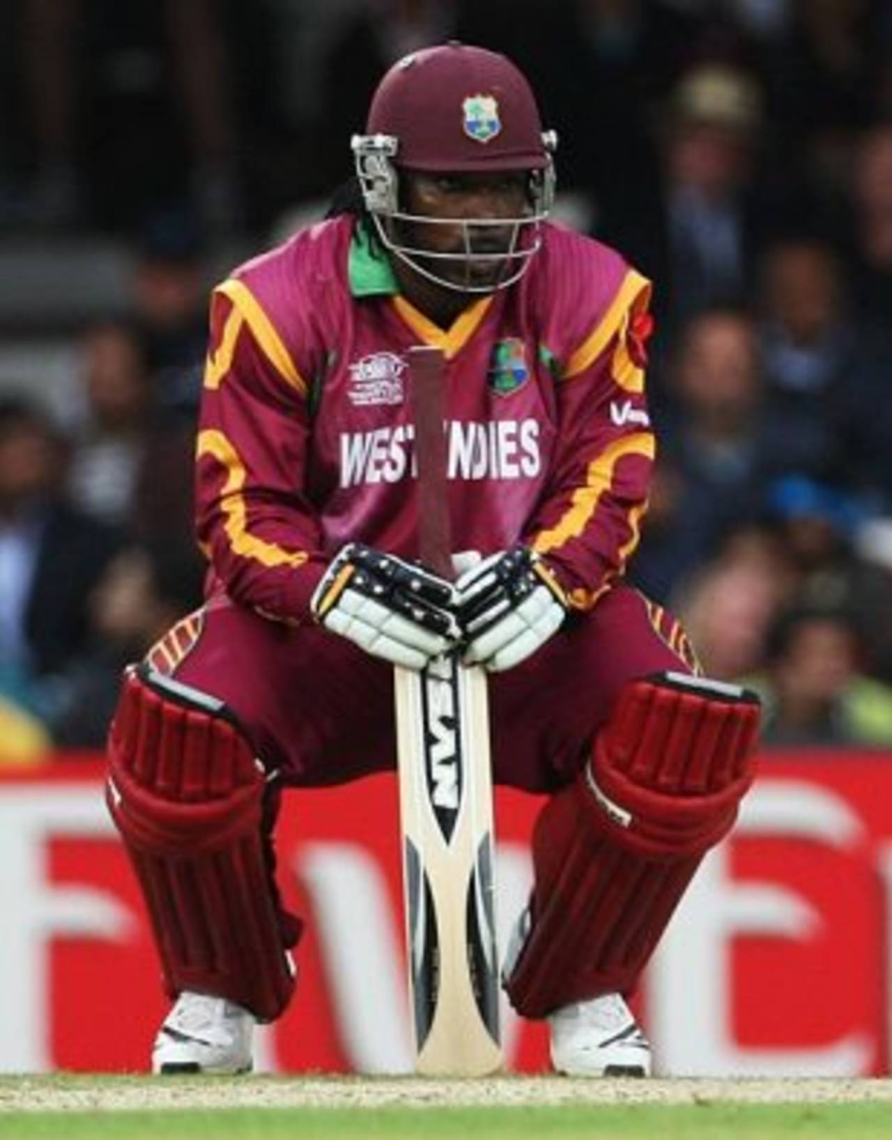 Chris Gayle watches the collapse at the other end, Sri Lanka v West Indies, ICC World Twenty20, 2nd semi-final, The Oval, June 19, 2009 