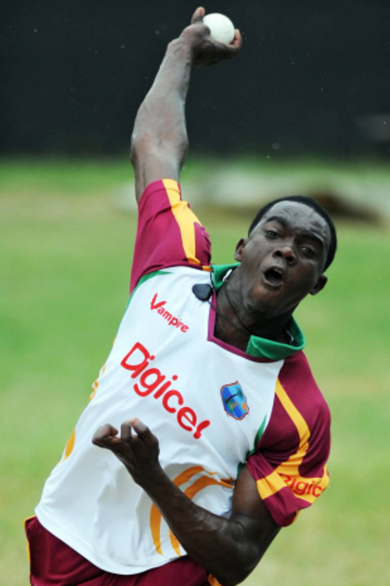 Jerome Taylor bends his back during practice, Jamaica, June 25, 2009