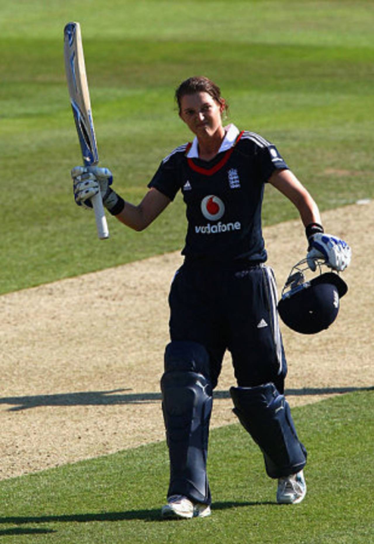 Sarah Taylor celebrates a fine century, England Women v Australia Women, 2nd ODI, Chelmsford, June 30, 2009 