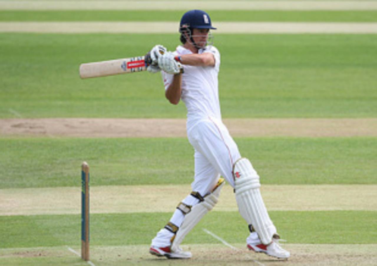 Alastair Cook stands tall to pull in front of square, England XI v Warwickshire, Edgbaston, July 1, 2009