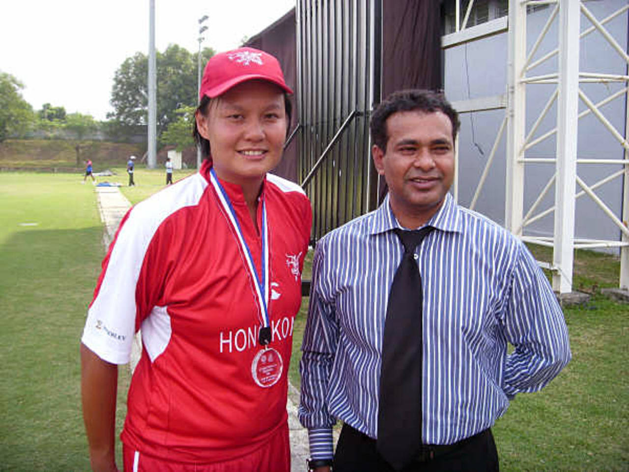 Connie Wong receives her Player of the Match Award from Mr. KK Haridas, ACC Events Executive, after claiming 4-8 against Oman Women at the ACC Women's Twenty20 Championships 2009 being played in Kuala Lumpur, Malaysia