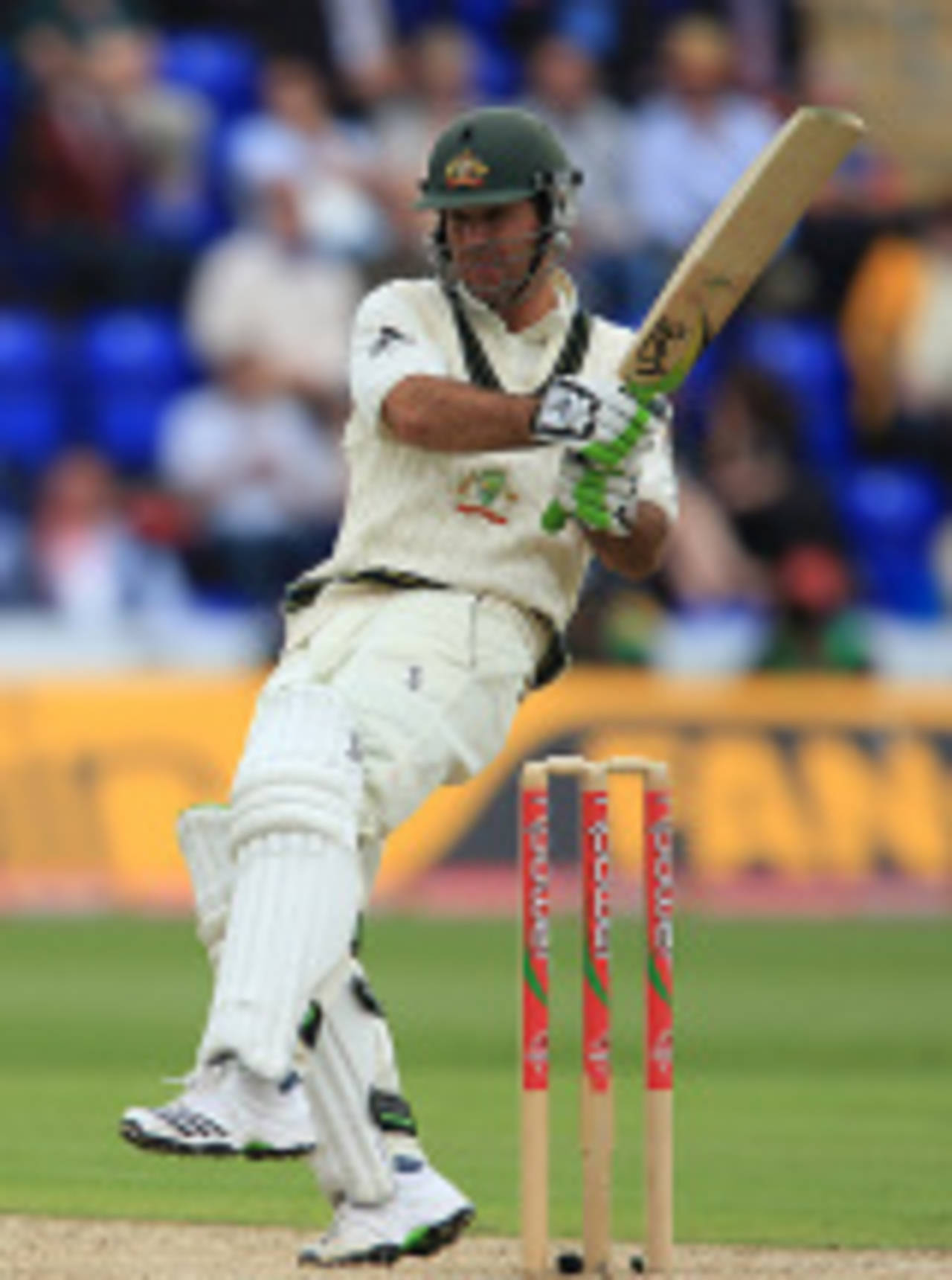 Ricky Ponting goes on the pull during his 150, England v Australia, 1st Test, Cardiff, 3rd day, July 10, 2009