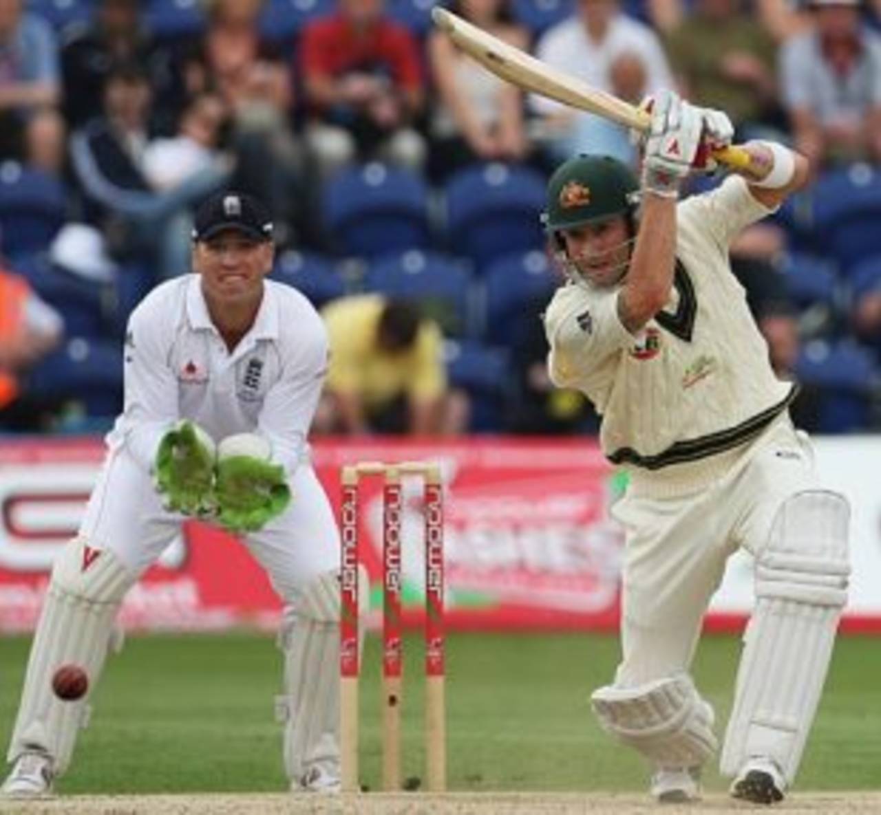 Michael Clarke drives, England v Australia, 1st Test, Cardiff, 3rd day, July 10, 2009