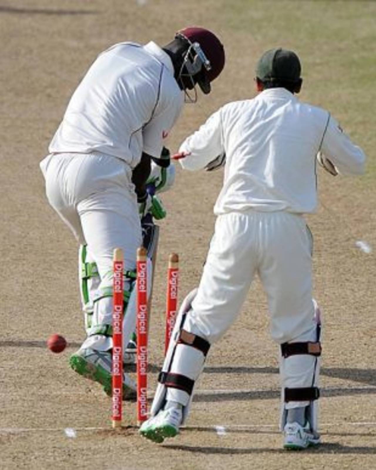 Darren Sammy is bowled for 48, West Indies v Bangladesh, 1st Test, Kingstown, 3rd day, July 11, 2009