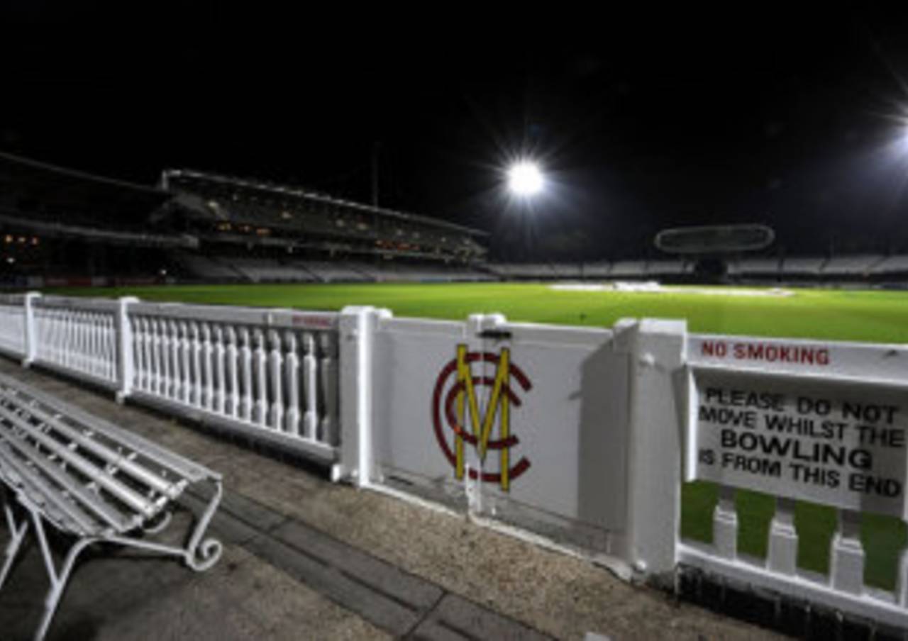 A general view of Lord's, showing the new telescopic floodlights, May 27, 2009