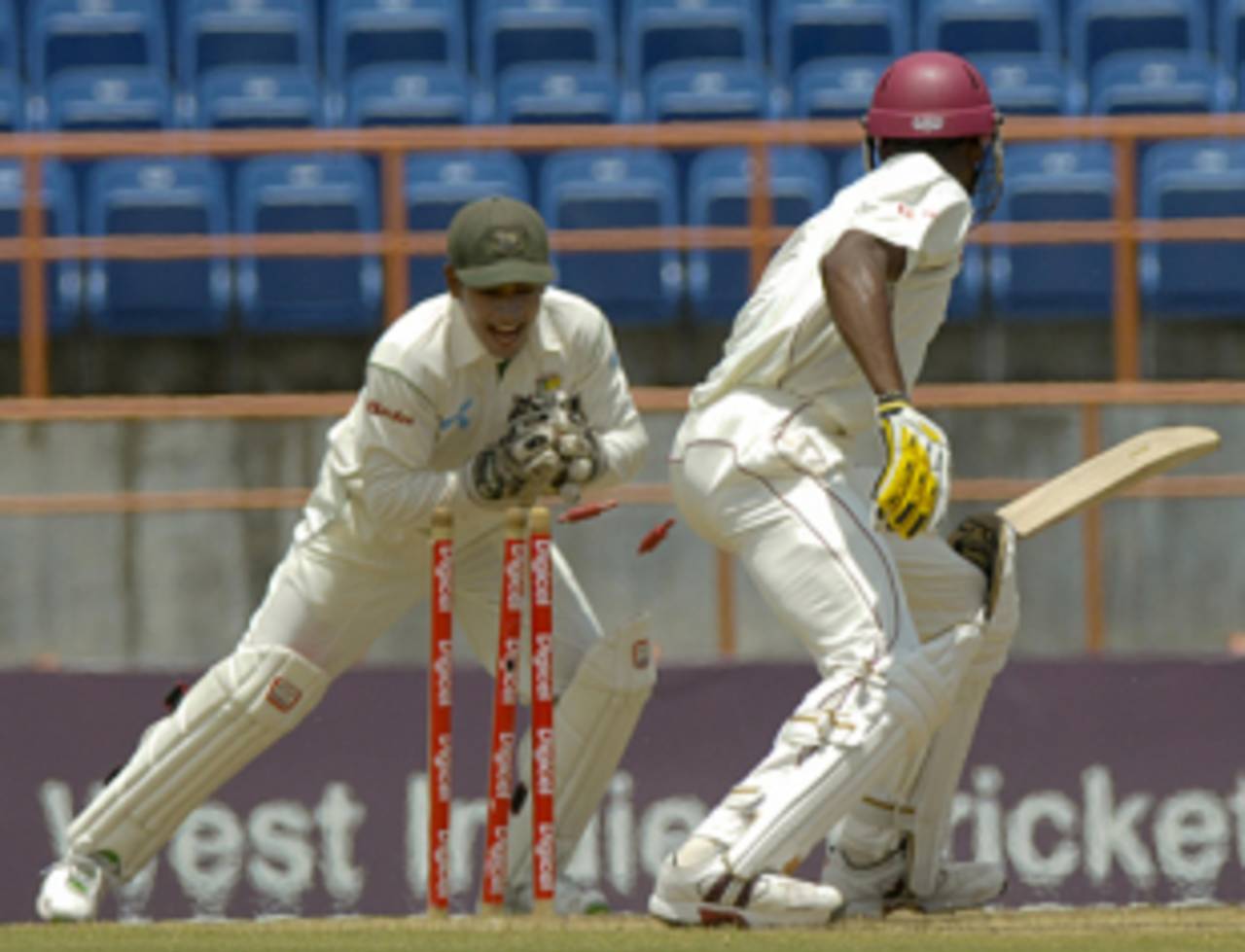 Quick glovework from Mushfiqur Rahim has David Bernard short of his crease, West Indies v Bangladesh, 2nd Test, 4th day, Grenada, July 20, 2009