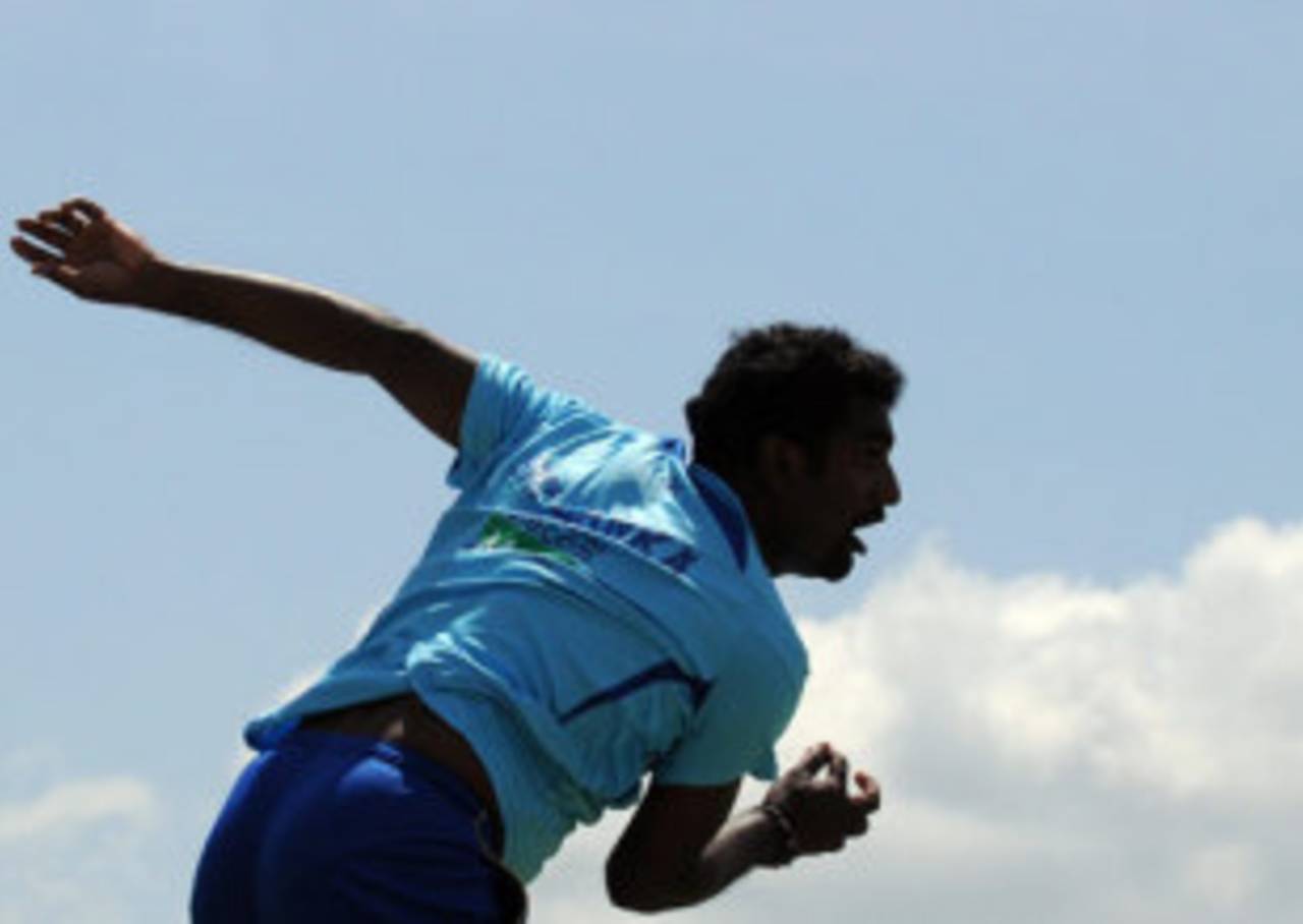Muttiah Muralitharan at a net session in Dambulla, July 31, 2009
