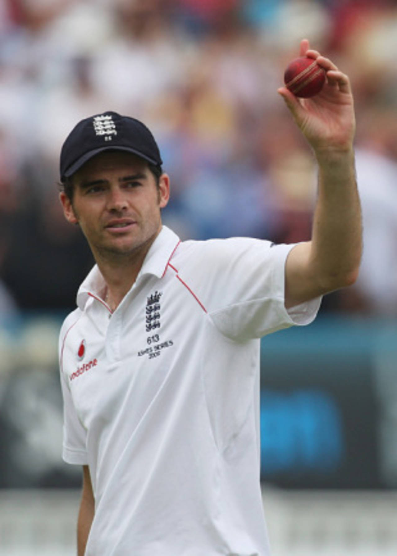 James Anderson acknowledges his five-wicket haul, England v Australia, 3rd Test, Edgbaston, 2nd day, July 31, 2009