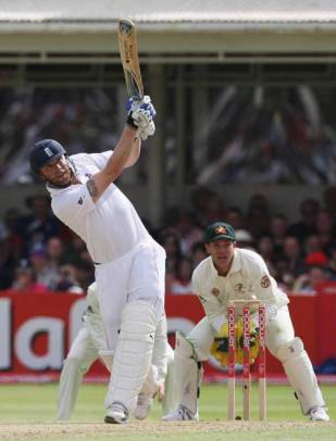 Andrew Flintoff lofts Nathan Hauritz for six, England v Australia, 3rd Test, Edgbaston, 4th day, August 2, 2009