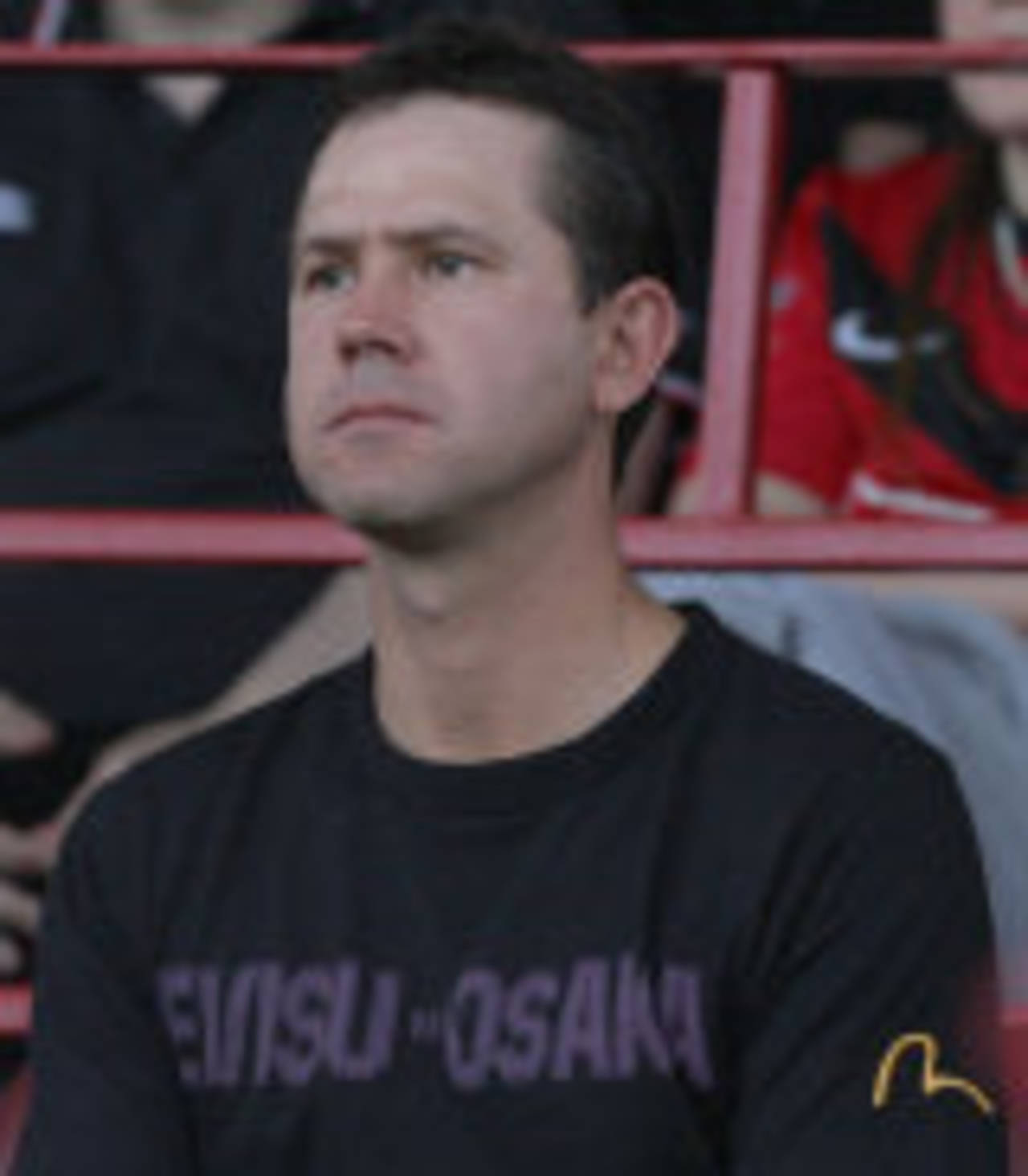 Ricky Ponting watches a friendly football match between a Manchester United XI and Altrincham FC, Altrincham, August 4, 2009 