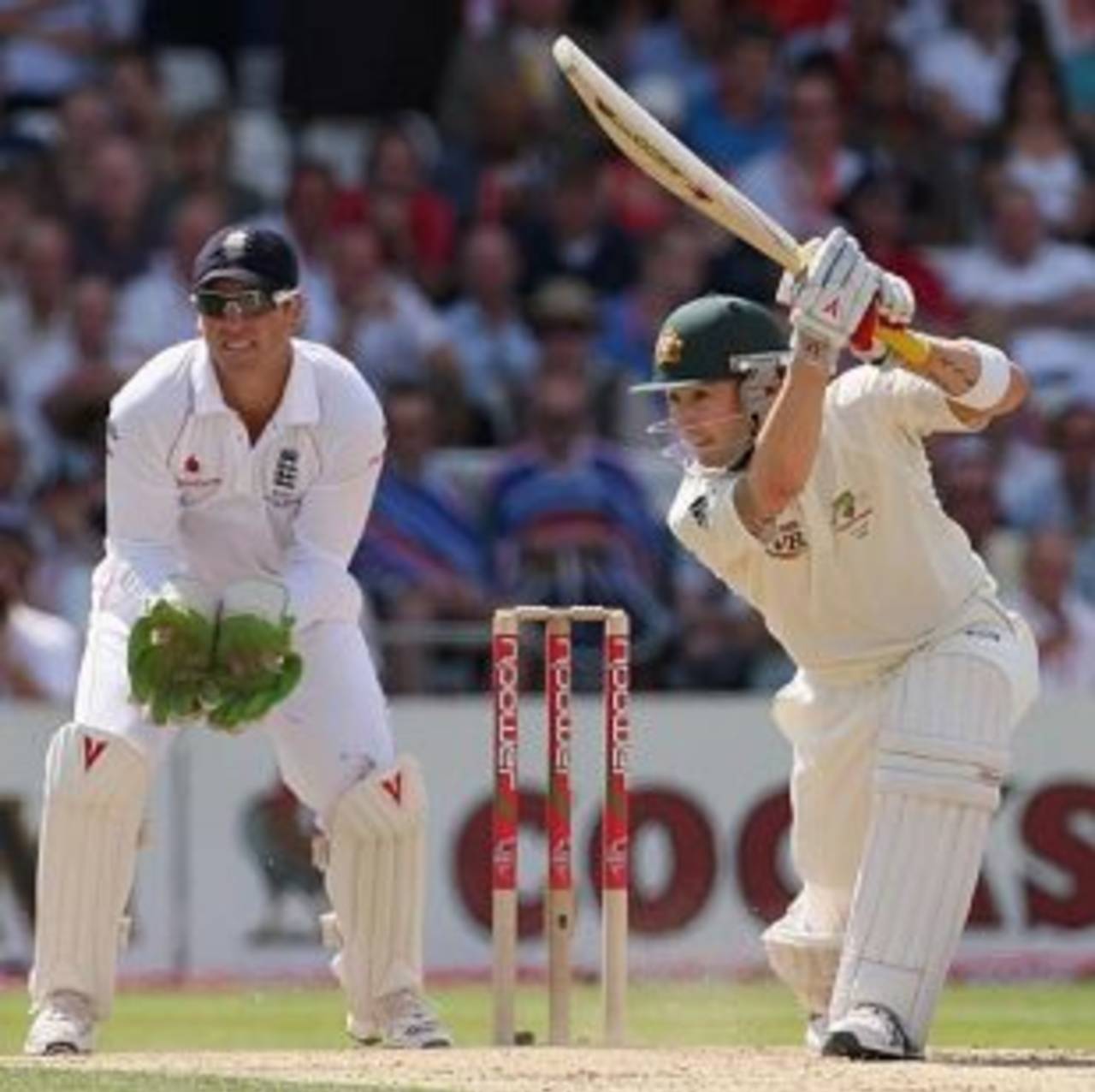 Michael Clarke drives during his innings of 93, England v Australia, 4th Test, Headingley, 2nd day, August 8, 2009