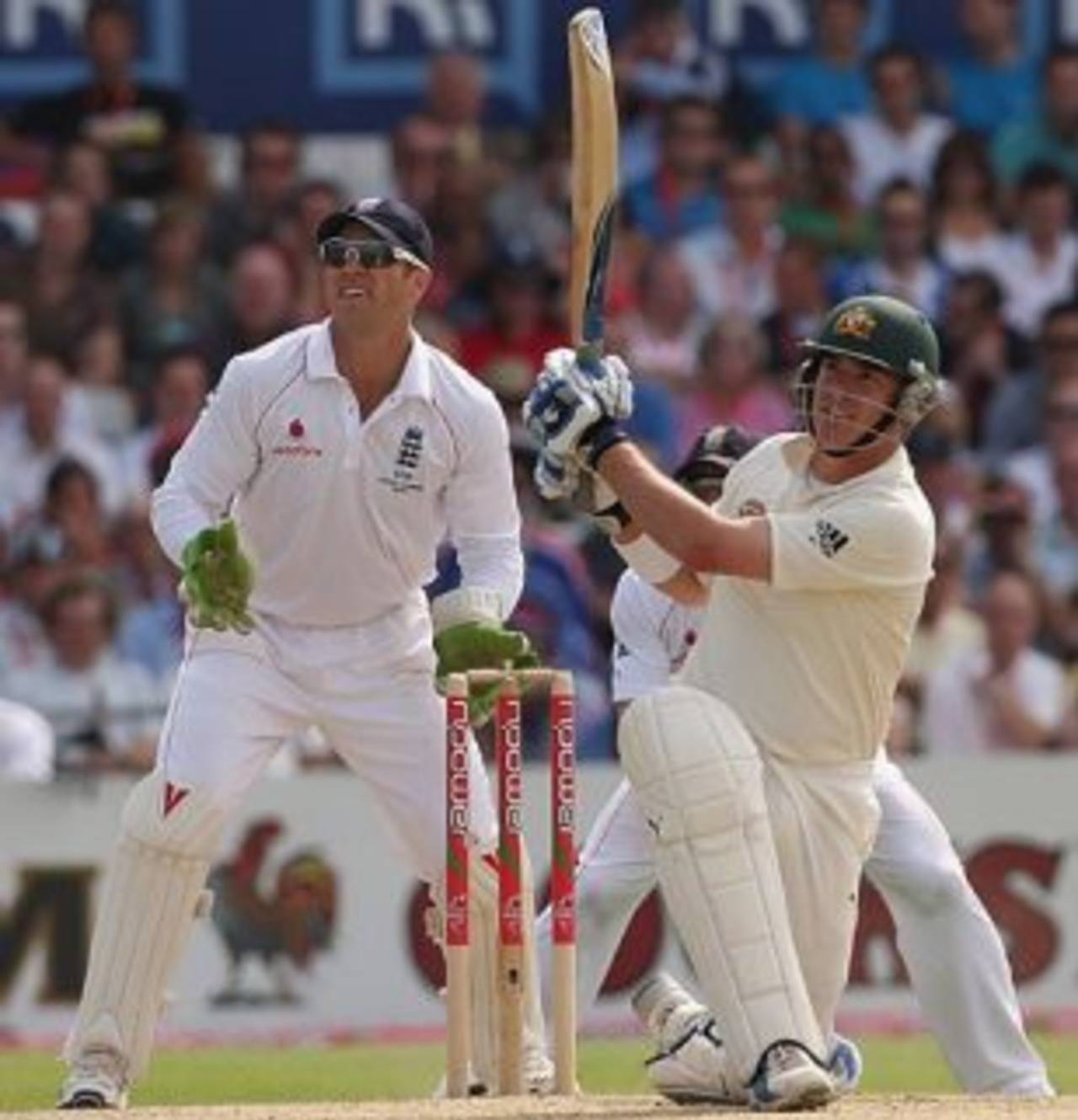Marcus North reached his century with a six, England v Australia, 4th Test, Headingley, 2nd day, August 8, 2009