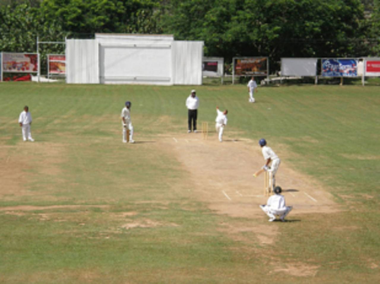 Action from the match between Cayman Islands Under-15 and Belize Under-15, Cayman Islands U-15 v Belize U-15, ICC Americas Central Region Under-15 Tournament, Haynes Oval, Nassau, August 9, 2009