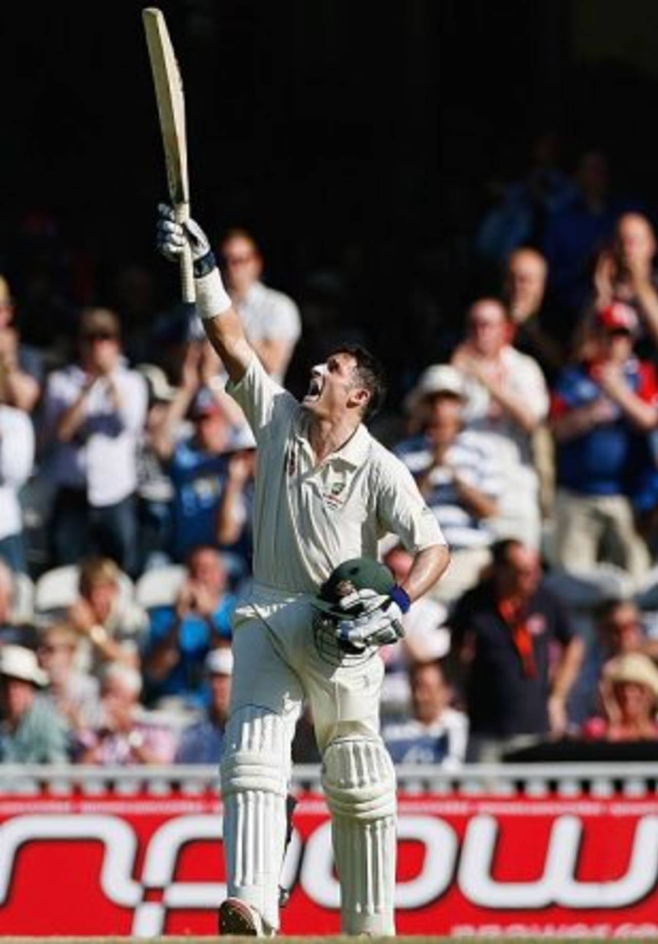 Michael Hussey celebrates his century, England v Australia, 5th Test, The Oval, 4th day, August 23, 2009