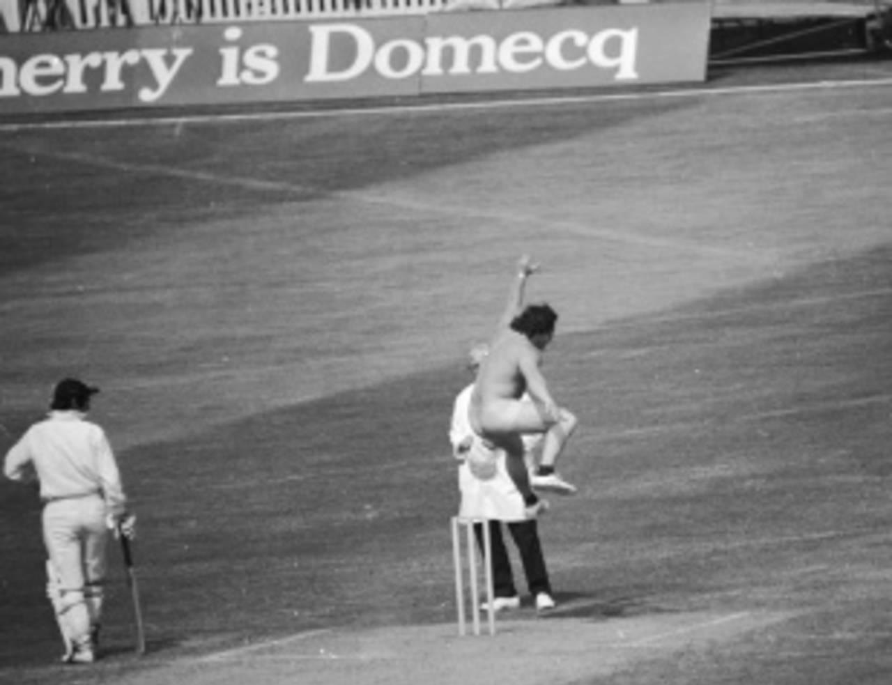 A streaker invades the pitch at Lord's, England v Australia, 2nd Test, Lord's, 4th day, August 4, 1975